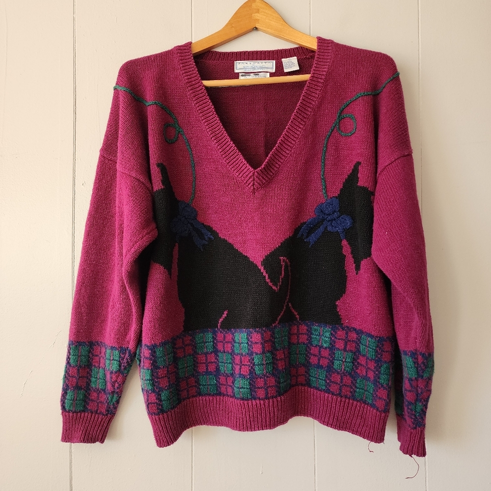 Vintage 80s Scottie Dog Sweater Portrait by Northern Isles Retro Preppy L